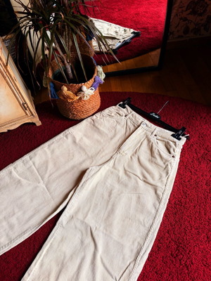 Zara ψηλόμεσο κοτλέ παντελόνι σαν καινούργιο, μπεζ, 100% βαμβάκι