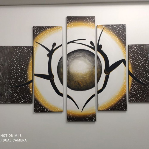 Five-piece painting like new handmade with signature
