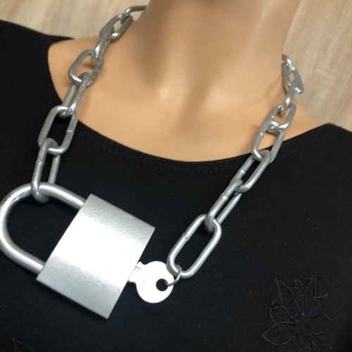 Lock Choker Necklace gothic alternative unisex with key accessory, new