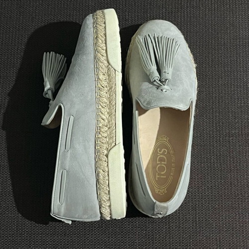 Tod's leather espadrilles women's size 37.5 gray