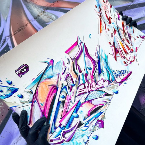 Original Artwork Graffiti Collision 2022 mixed media on paper new