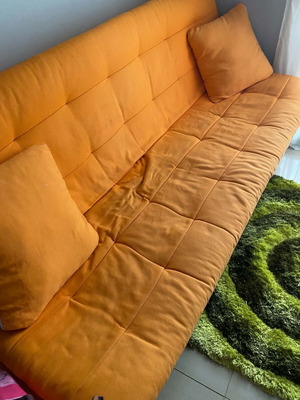 Sofa bed, orange, 122x195 cm