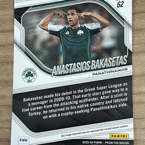 2025-26 Panini Prizm FIFA Soccer RC Anastasios Bakasetas card like new