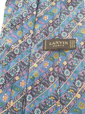 Lanvin мъжка вратовръзка 100% коприна нова, синя