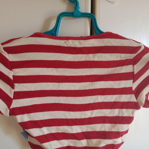 Lynne striped red and white bolero top
