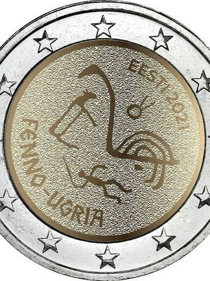 Естония 2 евро 2021 UNC финноугорски народи паметна монета