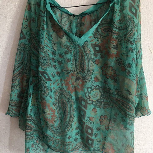 Marie&Co 100% silk turquoise tunic, size M