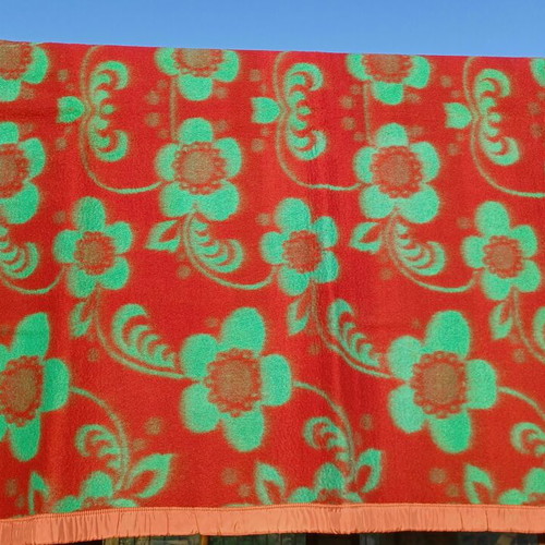 Wool Blanket Two-Sided Vintage Floral Pattern 1.10×1.80 Like New