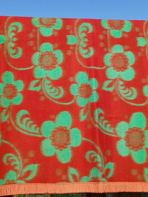 Wool Blanket Two-Sided Vintage Floral Pattern 1.10×1.80 Like New