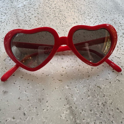 Heart-shaped sunglasses like new, red