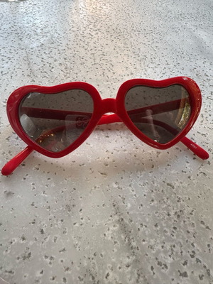 Heart-shaped sunglasses like new, red