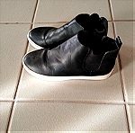  Μποτακια loafers δερμάτινα μαύρα με λευκή σόλα Νο 39