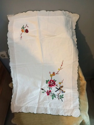 Hand-embroidered pillow used, single