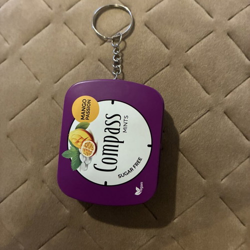 Keychain with Compass Mints Box handmade