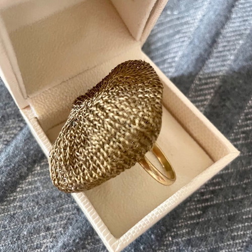 Soninke French Large Cooper Ring with Traditional Woven Design