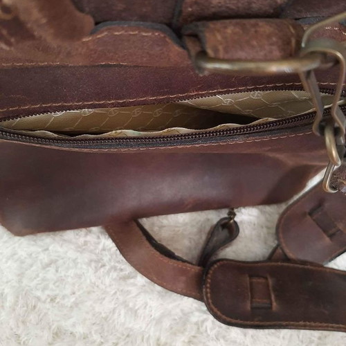 Leather backpack handmade like new, brown