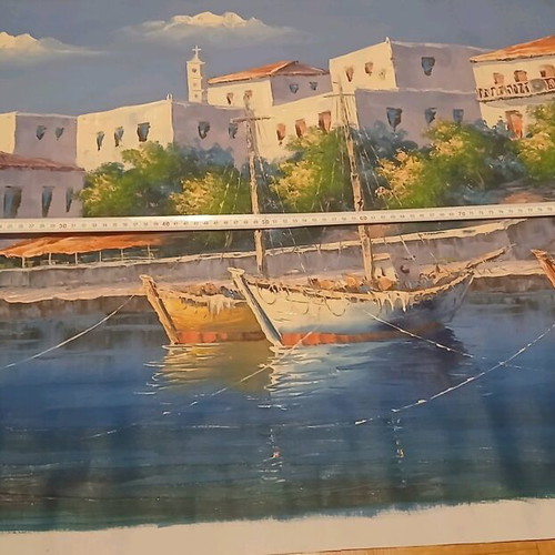 Oil painting on canvas new with Greek island landscape