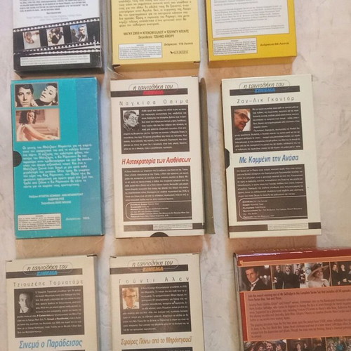 Used videocassettes and DVDs with various titles