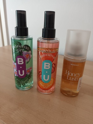Body hair mists Honey Lush, Ipanema Girl, Peach Mimosa new, summer scents