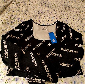 Adidas XL - Size 56 Crop Top μαύρο μεταλλιζέ