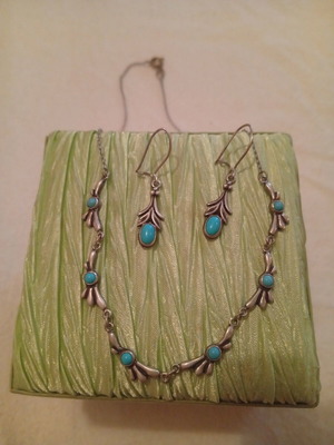 Silver handmade 925 set with turquoise like new