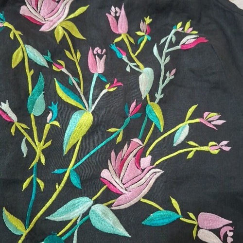 French Connection Ramie Top with Embroidery Size 10 Like New