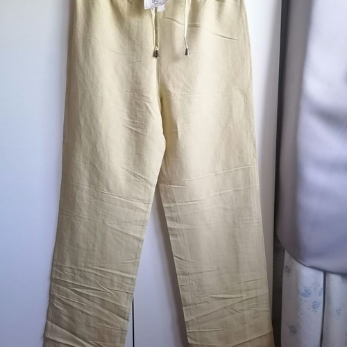 Cargi women's linen pants size L new, yellow