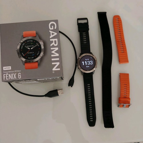 Garmin Fenix 6 Sapphire smartwatch with 3 straps