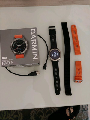 Garmin Fenix 6 Sapphire smartwatch with 3 straps