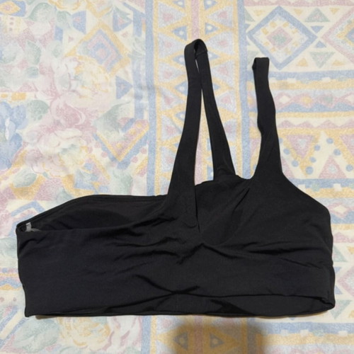 H&M Black Bikini Top One Shoulder with Double Strap New