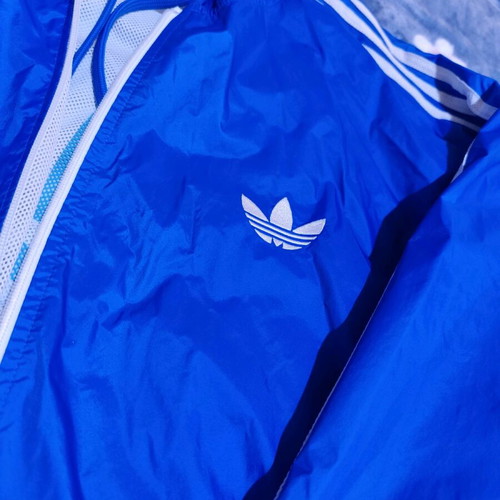 Adidas windbreaker jacket used, blue, men's XL