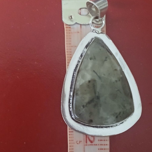 Pendant with natural stone in 925 silver, 5 cm, like new