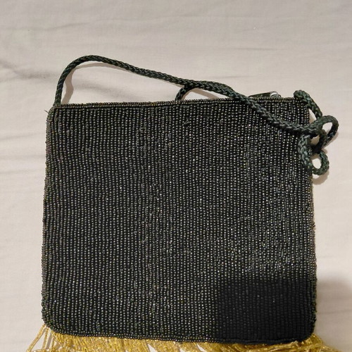 Vintage handmade crossbody bag black and gold, excellent condition