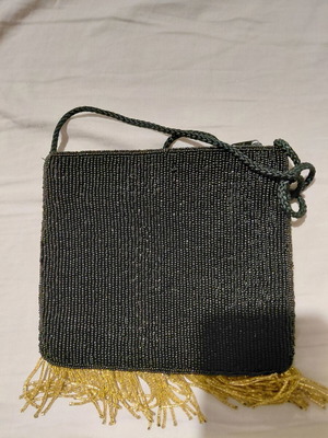 Vintage handmade crossbody bag black and gold, excellent condition