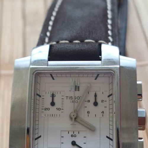 Tissot TXL Quadrato Chronograph Tank watch used, sapphire crystal, stainless steel