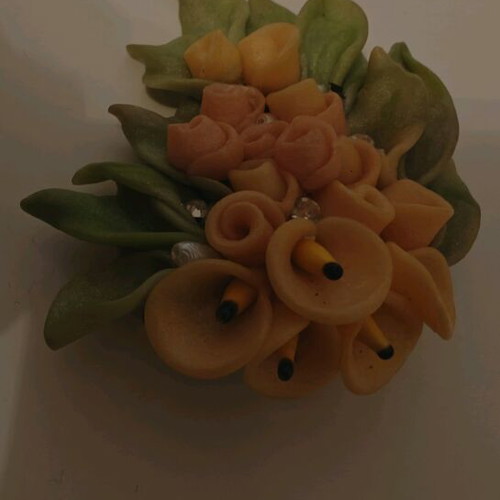 Handmade brooch like new with flowers and colorful strass
