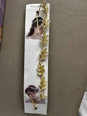 Bridal hairpin used gold branch with leaves 28cm