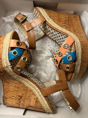 Jessica Simpson platform sandals size 38 like new, colorful, 14cm heel