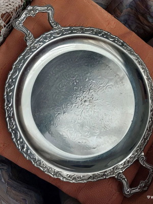 Δίσκος σερβιρίσματος vintage ανοξείδωτο ατσάλι μεταχειρισμένος