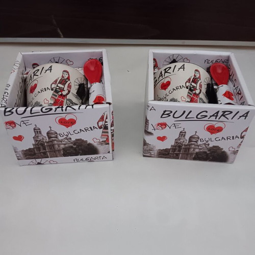 Set of mugs and spoons from Bulgaria new