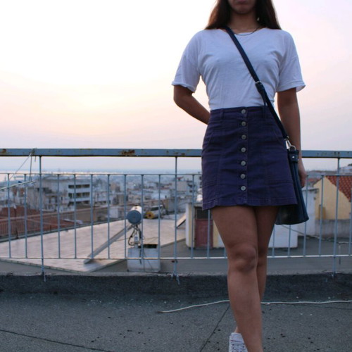 Blue mini skirt Pink Woman like new with buttons, size S