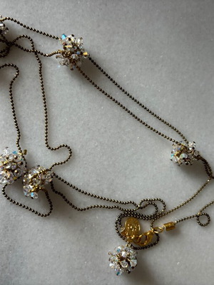 Κολιέ μακρύ με κρυσταλλάκια, σαν καινούργιο, χρυσό