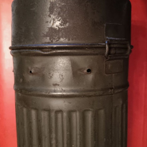 German WW2 metal gas mask case, collectible