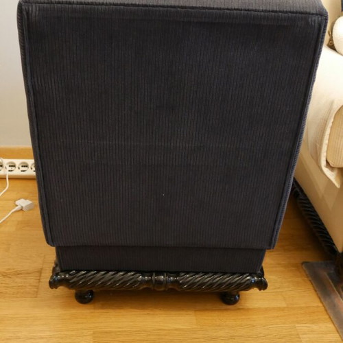 Armchair set used, blue fabric, 2 pieces