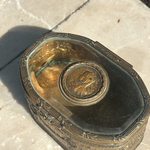Antique French Style Bronze Jewelry Box with Glass Lid used