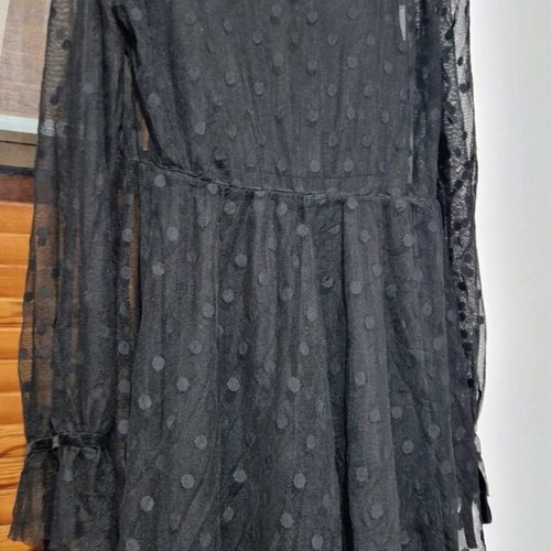 Strap dress with sheer overlay, 2 pieces, like new, black, size L