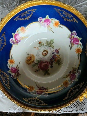 Vintage porcelain bowl Scherzer Bavaria with brass base like new