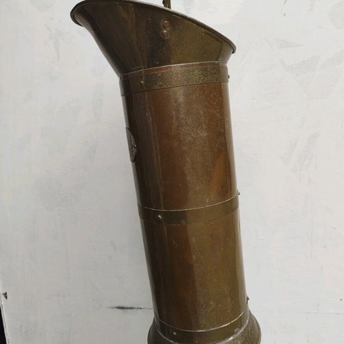 Antique copper and brass coal bucket used, 19th century Netherlands