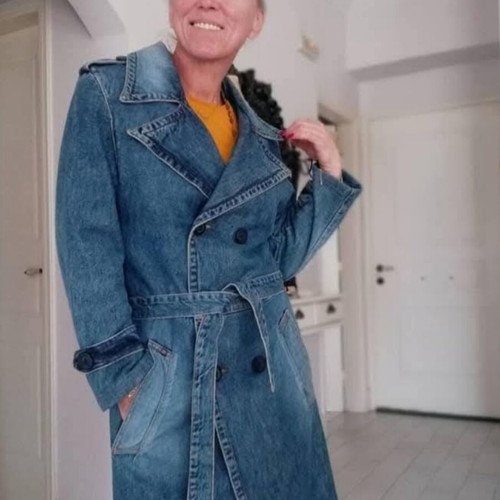 Vintage Mohrve Denim Gabardine Trench Coat size M like new, blue