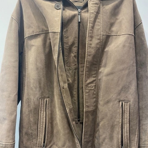 Genuine leather suede jacket men's, like new, brown
